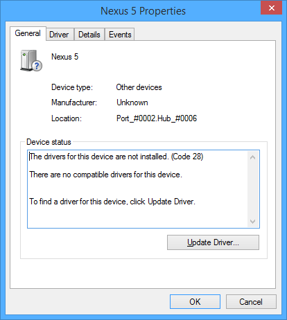 Nexus 5 driver problem2
